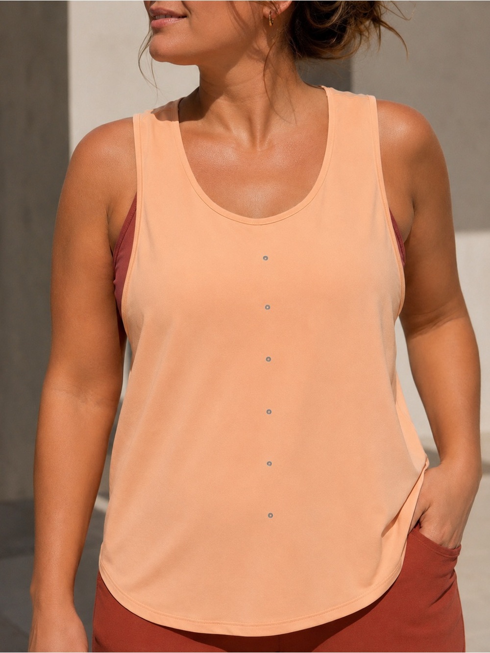 Merrell Peach Racerback Athletic Tank Top Size L Lightweight Running Activewear
